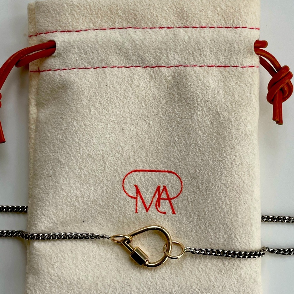 Marla Aaron yellow gold Baby Drop Lock & 18" "Not So Heavy" curb chain